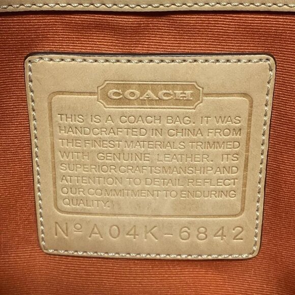 Auth COACH Signature Small Messenger 6842 Khaki Light Brown Jacquard Leather - Picture 8 of 12